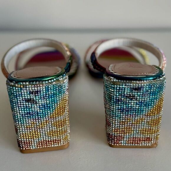 Betsey Johnson Rainbow Rhinestones Sparkly Heel Mules Size 6 - Picture 4 of 11